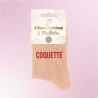 Chaussettes paillettes corail pour femme avec message "Coquette"