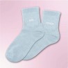 Chaussettes paillettes bleues tendances avec message "Girl Power"