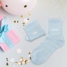 Chaussettes paillettes bleues tendances avec message "Girl Power"