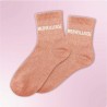 Chaussettes paillettes orange avec message "Merveilleuse" pour femmes