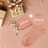 Chaussettes paillettes orange avec message "Merveilleuse" pour femmes