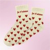 Chaussettes paillettes coeurs rouges avec message "Je t'aime" pour femmes