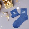 Chaussettes paillettes bleues avec message "Zéro Défaut" pour femmes