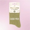 Chaussettes paillettes vert kaki avec message "Casse Pied" pour femmes