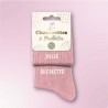 Chaussettes paillettes roses pour femme avec message "Jolie Bichette"
