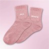 Chaussettes paillettes roses pour femme avec message "Jolie Bichette"