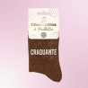 Chaussettes paillettes marron avec message "Craquante" pour femmes