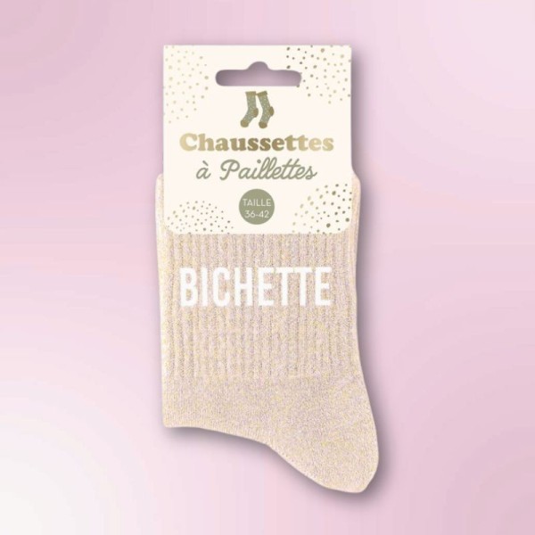 Chaussettes Pailletées Blondinette – Taille Unique 36-42, Look Fun Et Scintillant