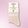 Chaussettes paillettes roses avec message "Bichette" pour femmes