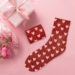 Chaussettes paillettes coeurs roses pour femmes
