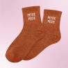 Chaussettes paillettes terracotta message Petite Peste pour femmes