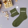 Chaussettes paillettes kaki pour femmes avec message "Baroudeuse"