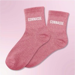 Chaussettes paillettes femme avec inscription "Connasse"