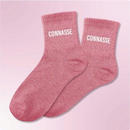 Chaussettes paillettes femme avec inscription "Connasse"