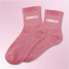 Chaussettes paillettes femme avec inscription "Connasse"
