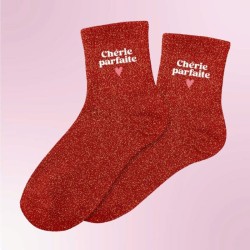 Chaussettes paillettes rouges "Chérie parfaite" pour femmes