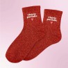 Chaussettes paillettes rouges "Chérie parfaite" pour femmes