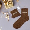 Chaussettes paillettes marron pour femmes avec message "Boudeuse"