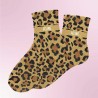 Chaussettes à paillettes léopard avec message "Féline" - Femmes