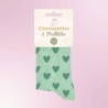 Chaussettes paillettes coeurs verts pour femmes
