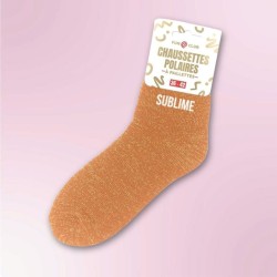 Chaussettes polaires orange à paillettes inscription "Sublime" - Femmes