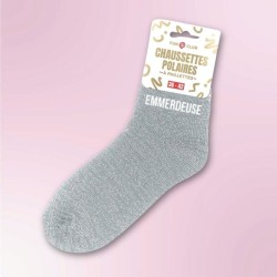 Chaussettes polaires grises à paillettes inscription Emmerdeuse - Femmes