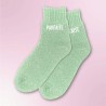 Chaussettes polaires vertes à paillettes inscription Parfaite - Femmes