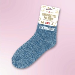 Chaussettes polaires bleues à paillettes inscription Flemmarde - Femmes
