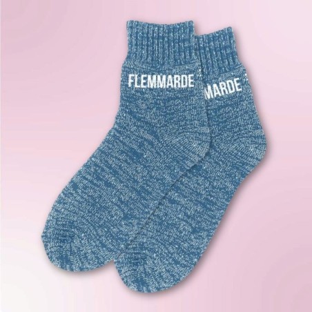 Chaussettes polaires bleues à paillettes inscription Flemmarde - Femmes
