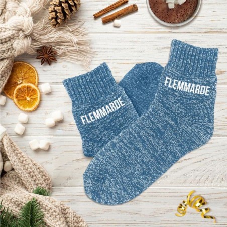 Chaussettes polaires bleues à paillettes inscription Flemmarde - Femmes