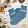 Chaussettes polaires bleues à paillettes inscription Flemmarde - Femmes