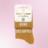Chaussettes à paillettes avec message duo "Reine des gaffes" - Femmes