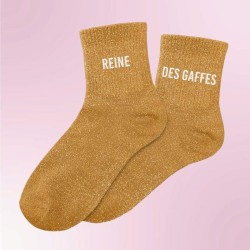 Chaussettes à paillettes avec message duo "Reine des gaffes" - Femmes