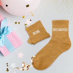 Chaussettes à paillettes avec message duo "Reine des gaffes" - Femmes