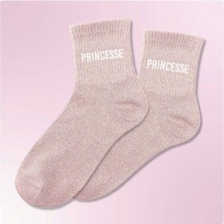 Chaussettes paillettes femme avec message "Princesse"