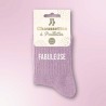 Chaussettes paillettes lila avec message "Fabuleuse" pour femmes
