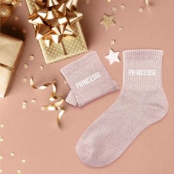 Chaussettes paillettes femme avec message "Princesse"