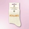 Chaussettes paillettes beiges femme avec message "Pétillante"