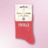 Chaussettes paillettes rouges pour femmes, inscription "Fofolle"