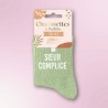 Chaussettes paillettes vertes avec message "Soeur complice" pour femmes