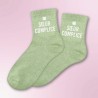 Chaussettes paillettes vertes avec message "Soeur complice" pour femmes