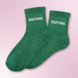 Chaussettes à paillettes vertes message Bouffonne