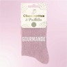 Chaussettes paillettes femme avec message "Gourmande"