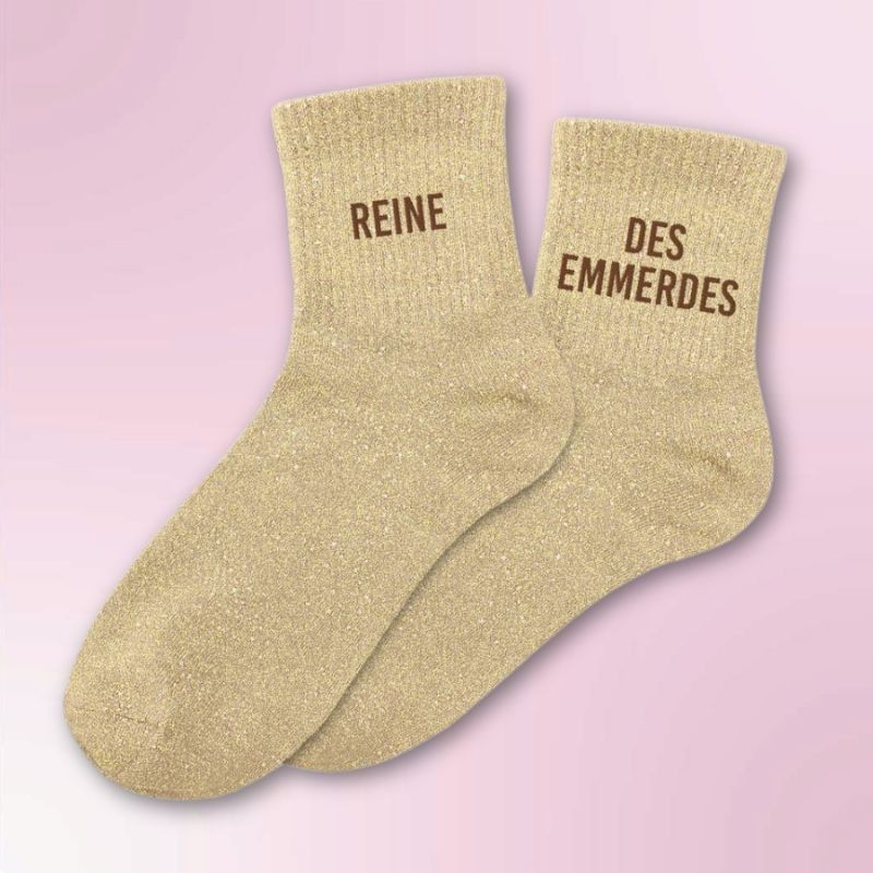 Chaussettes à paillettes beiges Reine des Emmerdes