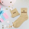 Chaussettes à paillettes beiges idée cadeau femmes