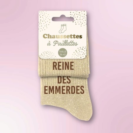Chaussettes paillettes beiges Reines de Emmerdes