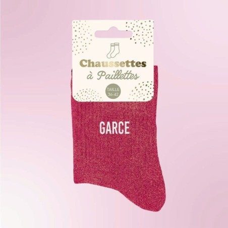 Paire chaussettes paillettes roses Garce