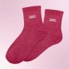 Chaussettes à paillettes rose fuchsia inscription Garce