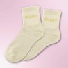 Chaussettes à paillettes beiges message Brillante