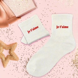 Idée cadeau femme chaussettes paillettes je t'aime